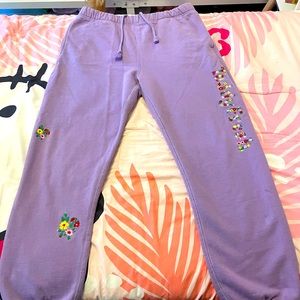 Purple Flowery Teddy Fresh Sweatpants